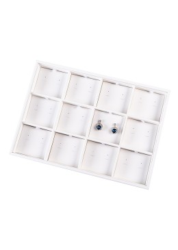 Bandeja expositora blanca de polipiel para joyería, bisutería y joyas BJ-12P-B
