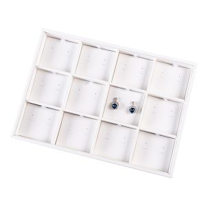 Tabuleiro para joias em pele sintética, branco BJ-12P-B