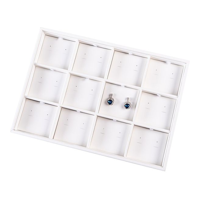 Leatherette jewelry display tray, white BJ-12P-B