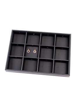 Bandeja expositora negra de polipiel para joyería, bisutería y joyas BJ-12P-N