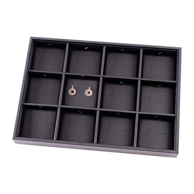Plateau en simili-cuir noir pour bijoux BJ-12P-N