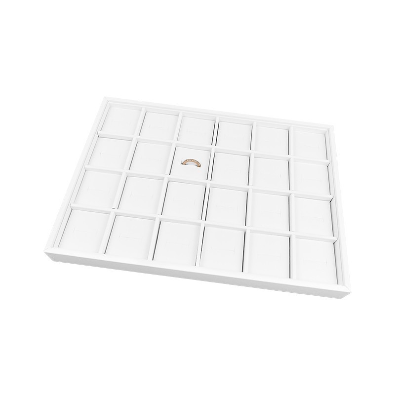 Bandeja expositora blanca de polipiel para joyería, bisutería y joyas BJ-24S-B