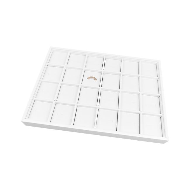 Plateau en simili-cuir blanc pour bijoux BJ-24S-B