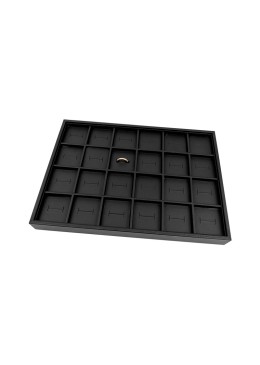 Bandeja expositora negra de polipiel para joyería, bisutería y joyas BJ-24S-N