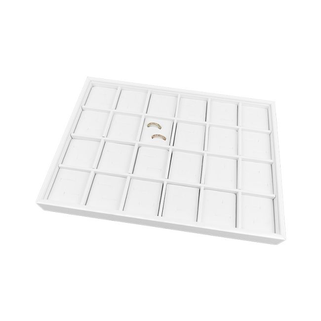 Tabuleiro para joias em pele sintética, branco BJ-24A-B