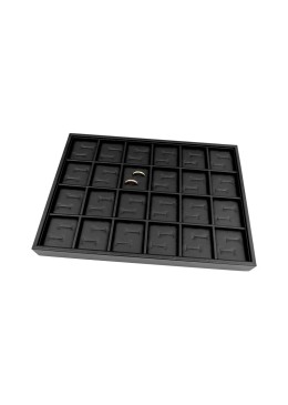 Bandeja expositora negra de polipiel para joyería, bisutería y joyas BJ-24A-N