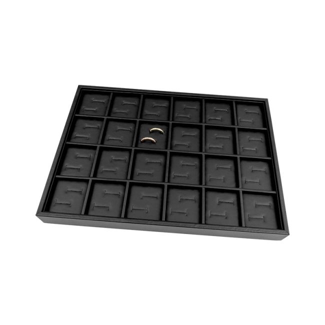 Tabuleiro para joias em pele sintética, preto BJ-24A-N