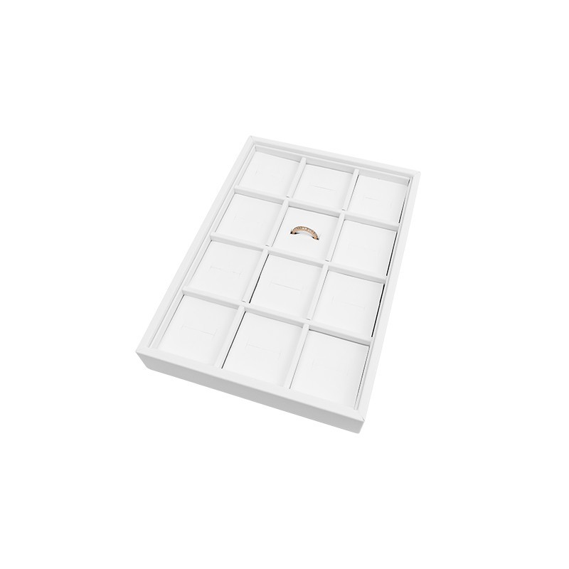 Bandeja expositora blanca de polipiel para joyería, bisutería y joyas BJP-S-B