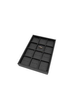 Bandeja expositora negra de polipiel para joyería, bisutería y joyas BJP-S-N