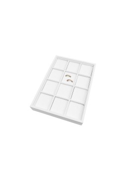 Bandeja expositora blanca de polipiel para joyería, bisutería y joyas BJP-A-B