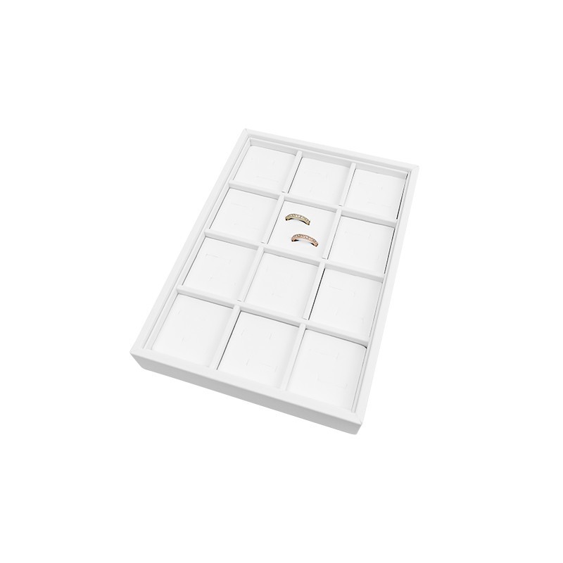 Bandeja expositora blanca de polipiel para joyería, bisutería y joyas BJP-A-B