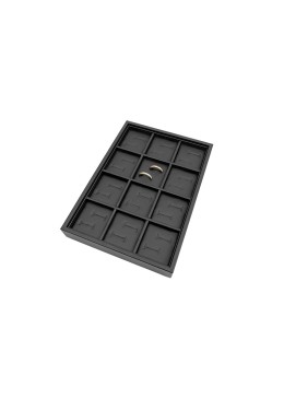 Bandeja expositora negro de polipiel para joyería, bisutería y joyas BJP-A-N