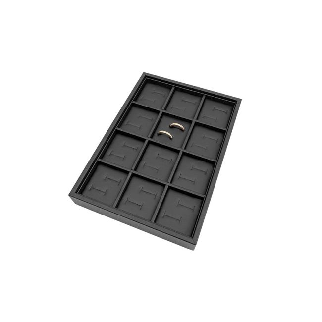 Leatherette jewelry display tray, black BJP-A-N