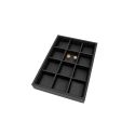 Bandeja expositora negra de polipiel para joyería, bisutería y joyas BJP-P-N
