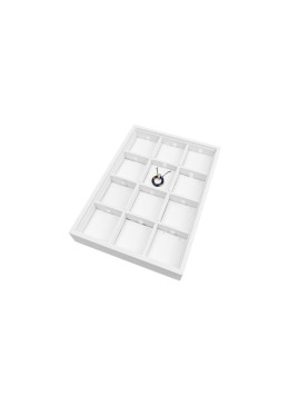 Bandeja expositora blanca de polipiel para joyería, bisutería y joyas BJP-C-B