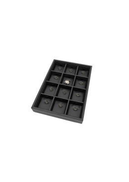 Bandeja expositora negra de polipiel para joyería, bisutería y joyas BJP-CG-N