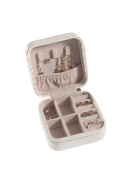 Joyero de viaje blanco para joyería, bisutería y joyas 100x100x55 mm JY-1-B