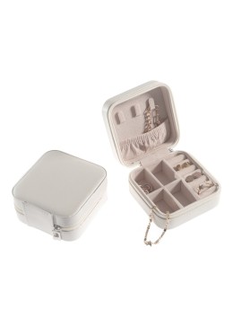 Joyero de viaje blanco para joyería, bisutería y joyas 100x100x55 mm JY-1-B
