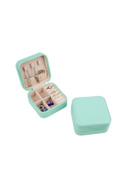 Joyero de viaje aguamarina para joyería, bisutería y joyas 100x100x55 mm JY-1-AQ
