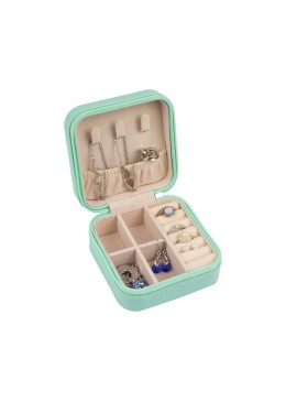 Joyero de viaje aguamarina para joyería, bisutería y joyas 100x100x55 mm JY-1-AQ