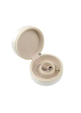 Joyero de viaje redondo blanco para joyería, bisutería y joyas 95x95x45 mm JY-2-B