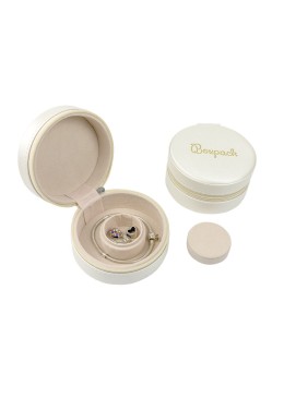 Joyero de viaje redondo blanco para joyería, bisutería y joyas 95x95x45 mm JY-2-B