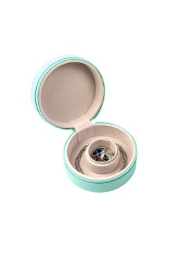 Joyero de viaje redondo aguamarina para joyería, bisutería y joyas 95x95x45 mm JY-2-AQ