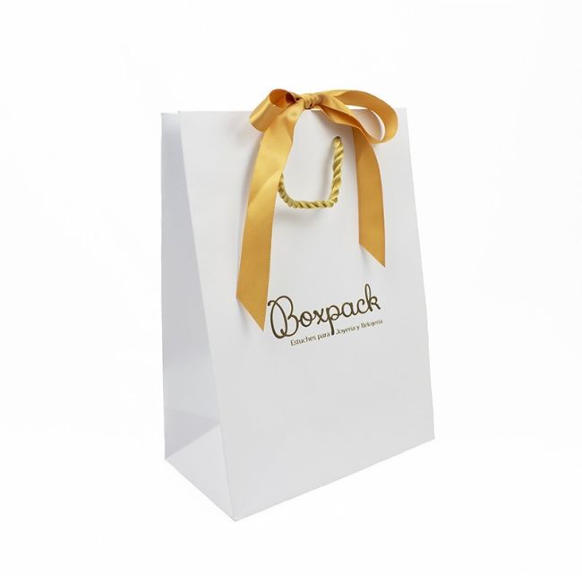 Ribbons matte paper bag for jewelry and watches 180 x 250 x 100 mm BR-L-B