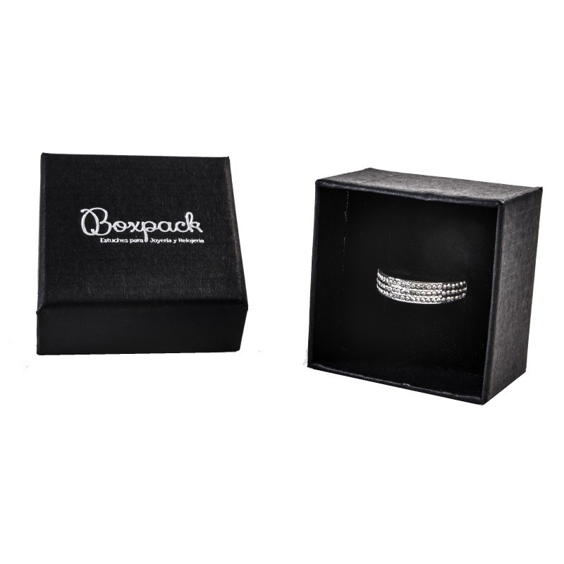 Caja de cartón para anillo o pendientes  51x51x33 mm color negro ep-42