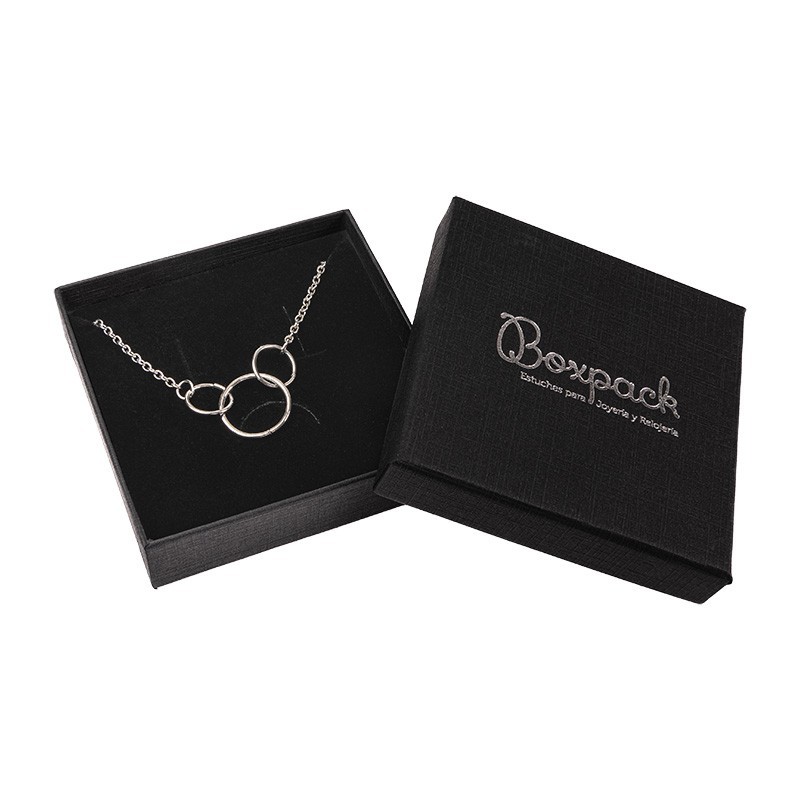 Caja de cartón para conjunto o colgante 86x86x24 mm color negro ep-80