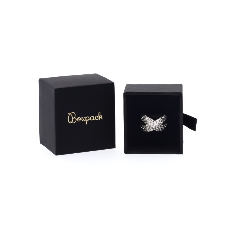 Caja de cartón para anillo o pendientes color negro 50x55x40 mm PB-1-N