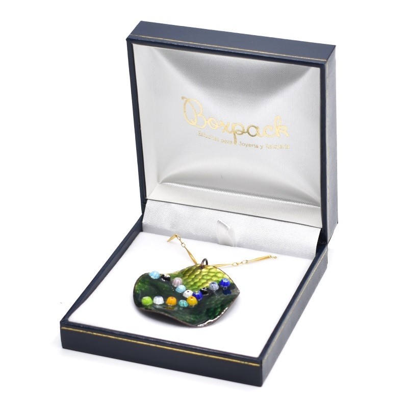 Estuche polipiel azul para colgante 87x91x30 mm. J-09-C-A