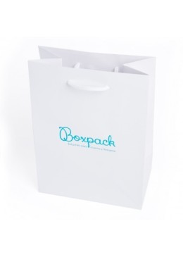 Bolsa de papel mate blanca asa blanca para joyería bisutería y relojería 180x250x100 mm B-L-B-B
