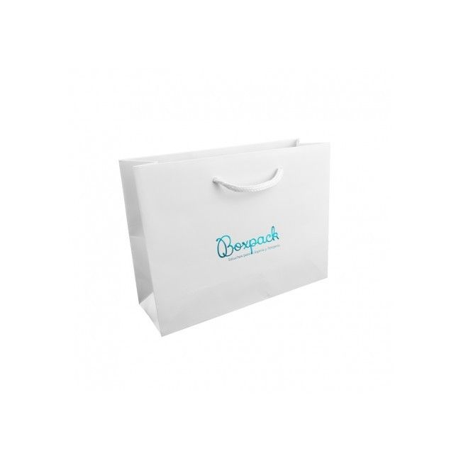 Saco de papel mate branco com asas brancas para joias e relógios 200 x 150 x 70 mm B-MA-B-B