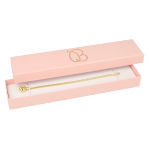 Caja de cartón rosa pulsera extendida de joyería bisutería y joyas 233x53x27 mm. RS-51
