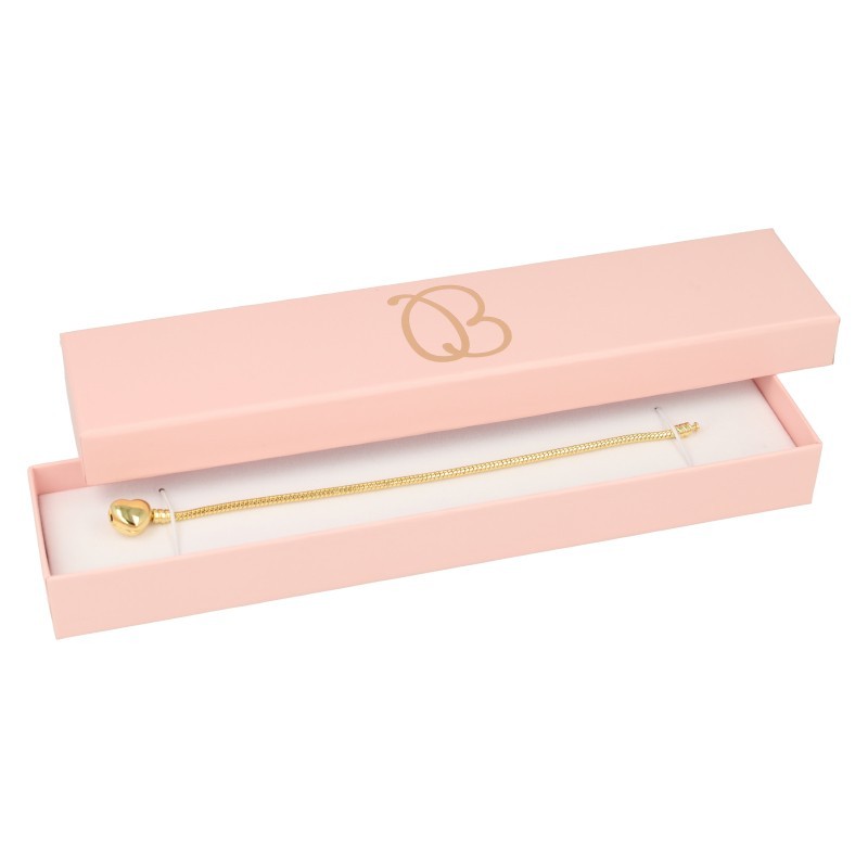 Caja de cartón rosa pulsera extendida de joyería bisutería y joyas 233x53x27 mm. RS-51