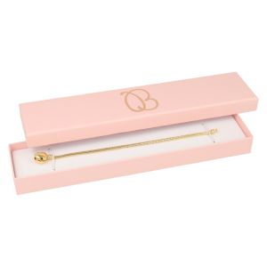 Caja de cartón rosa pulsera extendida de joyería bisutería y joyas 233x53x23 mm. RS-50