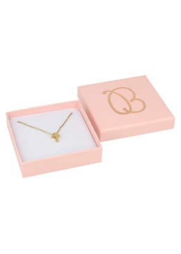 Caja de cartón rosa colgante o conjunto de joyería bisutería y joyas 86x86x24 mm. RS-80