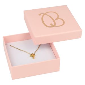 Caja de cartón rosa colgante o conjunto de joyería bisutería y joyas 86x86x33 mm. RS-81