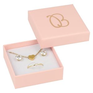 Caja de cartón rosa pendientes o conjunto de joyería bisutería y joyas 65x65x24 mm. RS-60