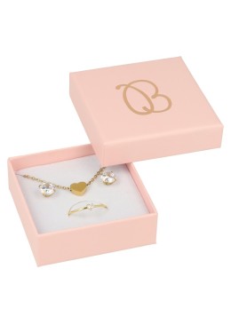 Caja de cartón rosa pendientes o conjunto de joyería bisutería y joyas 65x65x24 mm. RS-60
