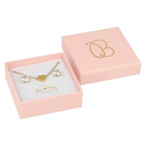 Caja de cartón rosa pendientes o conjunto de joyería bisutería y joyas 65x65x24 mm. RS-60