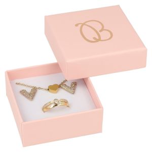 Caja de cartón rosa pendientes o conjunto de joyería bisutería y joyas 65x65x29 mm. RS-61
