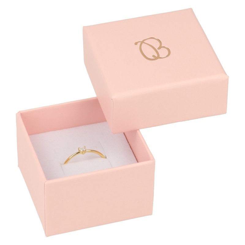 Caja de cartón rosa anillo de joyería bisutería y joyas 51x51x33 mm. RS-42
