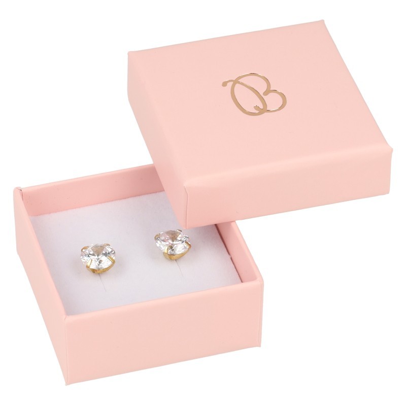 Caja de cartón rosa pendientes de joyería bisutería y joyas 50x50x23 mm. RS-40