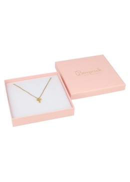 Caja de cartón rosa collar o conjunto de joyería bisutería y joyas 120x120x24 mm. RS-16
