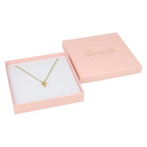 Caja de cartón rosa collar o conjunto de joyería bisutería y joyas 120x120x24 mm. RS-16