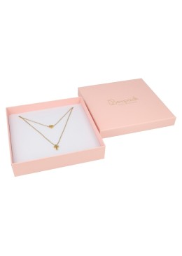 Caja de cartón rosa collar o conjunto de joyería bisutería y joyas 167x167x33 mm. RS-18