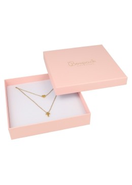 Caja de cartón rosa collar o conjunto de joyería bisutería y joyas 167x167x33 mm. RS-18