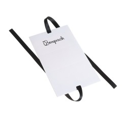 Caja de cartón blanca automontable con lazo satén negro para joyas bisutería y joyería 100x62x58 mm FL-1-B
